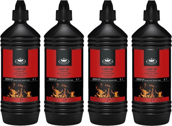 4x stuks heldere lampenolie/fakkelolie 1 liter van Euromal