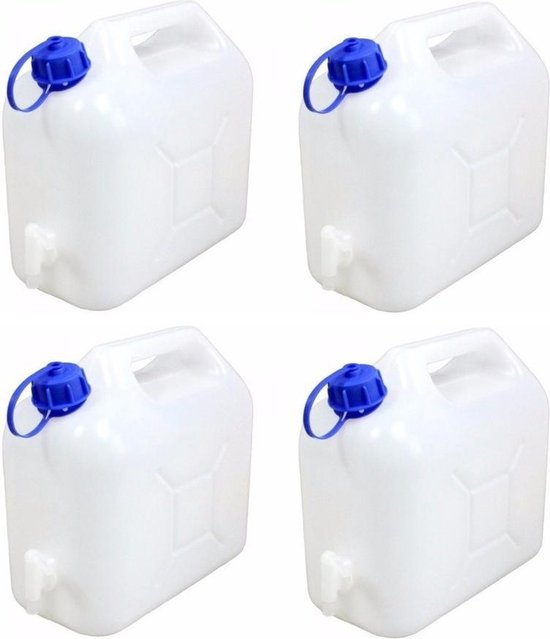 4x stuks jerrycans voor water 5 liter - incl. schenkkraan - waterjerrycan / watertank van Bo-Camp