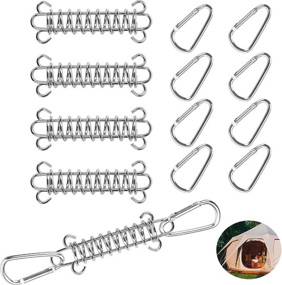 4x Tenttrekveer - Campingtent - Spanveer - Zonnezeil - Luifelspanveren - Veergesp Met Hoge Sterkte - Bevestigingsaccessoires Voor Campingtent - Trekveer Met Dubbele Haak - Veer Voor Tenten, Luifels, Boten, Caravans - Stevig & Duurzaam van Bo-Camp