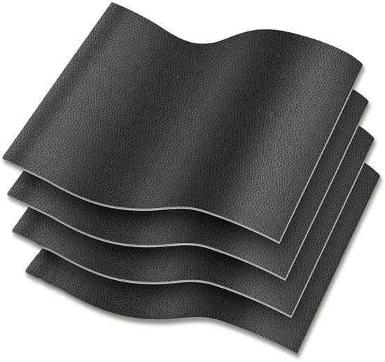 4x Zelfklevende Kunstleer Reparatiestukken Zwart 20x30cm voor Bank, Auto en Meubels van Merkloos
