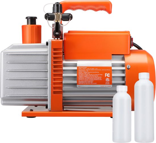 5 CFM HVAC Tweetraps Roterende Schoepenvacuümpomp voor Airconditioning, ac 230 V, 50 Hz, 20,5 Lbs, Ideaal voor Koelonderhoud, HVAC-Reparatie, Harsontgassing, Houtstabilisatie van Merkloos