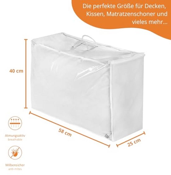 5-delige opbergtas voor dekbedden en hoofdkussens met 3-zijdige ritssluiting en handgrepen - Ruimtebesparend en stofvrij