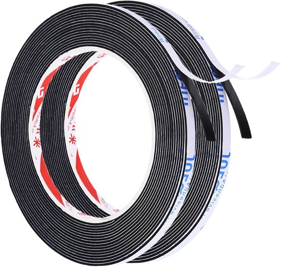 5 m waterdichte schuimtape, 2 rollen 5 mm breed 1 mm dik enkelzijdig weerstrippen deur zegel band voor ramen deur isolatie, zwart