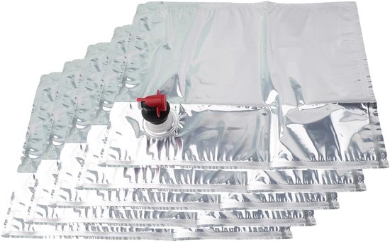 5 stuks wijntapzakken - Herbruikbaar - Wijnnavulzak - Met schenktuit - Draagbare reistas - Geschikt voor wijn, sap en vloeistoffen - Lekvrij ontwerp - Geschikt voor picknicks, kamperen en feesten in de buitenlucht - Zilver - 2L van Merkloos