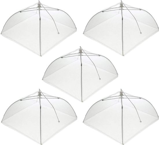5 Vliegenkappen (30x30 cm) in kleur - Opvouwbare Voedselkapjes, Vliegenafdekkapjes/Insectenkapjes voor Barbecues, Picknicks & Binnenshuis - Bescherming tegen Vliegen & Wespen van Merkloos
