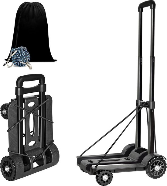 50 kg - robuuste 4 wielen - aluminiumlegering - draagbaar - 3 elastische touwen - opbergtas - voor winkelen - kamperen - vissen - vervoer van reisartikelen - HTML-content nodig Bolderkar van Merkloos