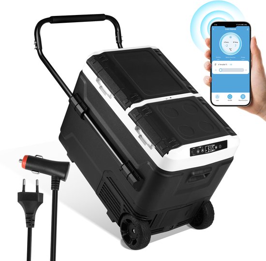 50 Liter Koelbox Elektrisch - Compressor Koelbox - DC 12V/24V, AC 100~240V voor Auto - Elektrische Frigobox - Coolbox - Temperatuurregeling via APP of LCD-touchscreen van Merkloos