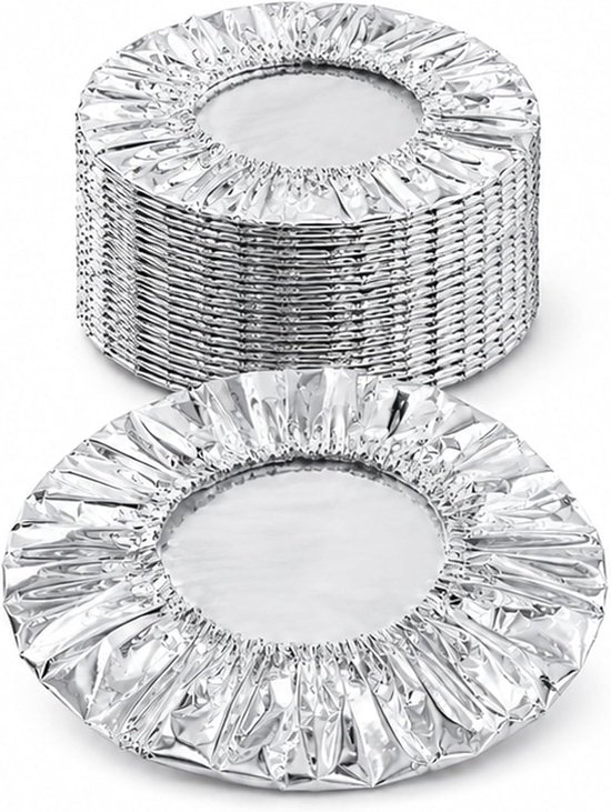 50 Stuks- Aluminium Afdekfolie Hoesjes-Aluminiumfolie Voedselhoes-Herbruikbare-Afdekhoesjes voor eten-Voedselkap-Voedselafdekking- Vliegenkap -Voor restjes, maaltijdvoorbereiding, feestjes, picknicks en keukenopslag-Bescherm je eten