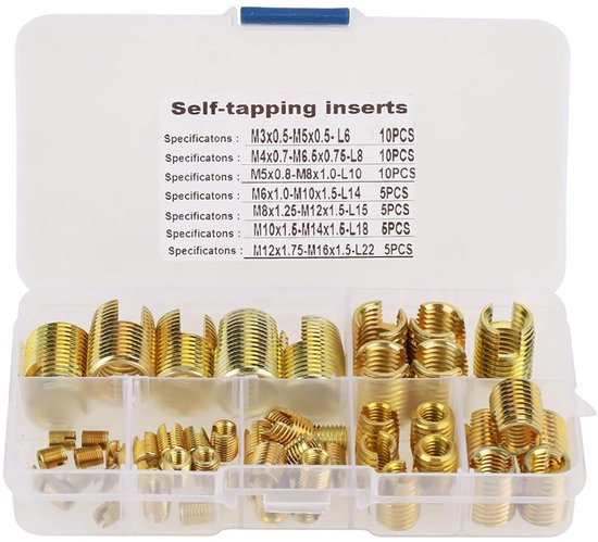 50 stuks Zelftappende Draad Inserts Schroef Bus Repareren Kit Draad Reparatie Tool M3 / M4 / M5 / M6 / M8 / M10 / M12