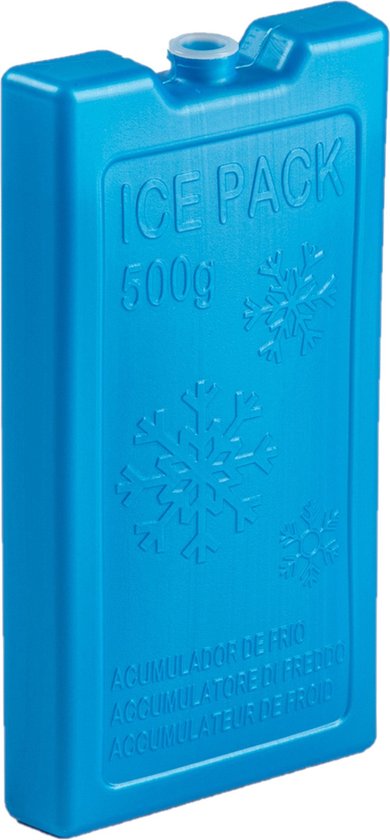 500 grams koelelementen 20 x 10.5 x 2.5 cm kobalt blauw kunststof met sneeuwvlokken print van Coolpack