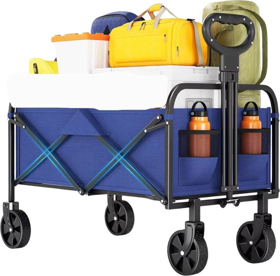 50L Tuinwagen - Voor Camping, Strand & Outdoor - Lichtgewicht Draagbare Trolley - Opvouwbare Utility Cart - Blauw van Merkloos