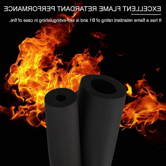 51mm ID x 6ft Isolatie Foam Tube voor Buizen, 3-delige Beschermfolie voor Handgrepen en HVAC-toepassingen, Zwart van Merkloos