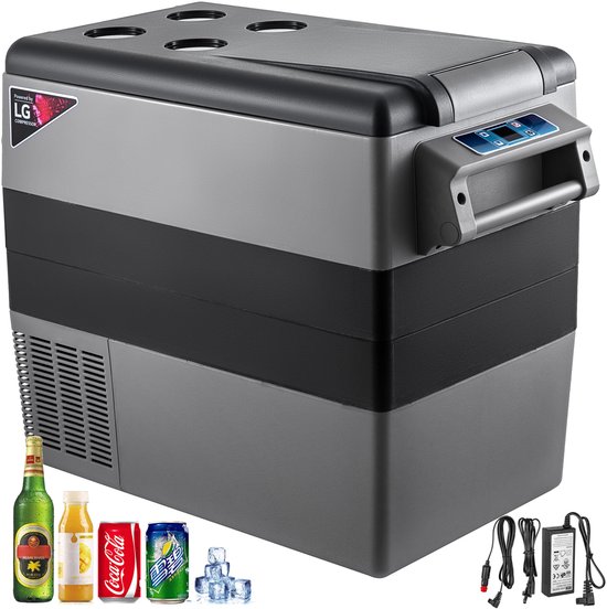 55L Autokoelkast, Compressor, Draagbare Mini-Vrieskist, Elektrische Koeler voor Auto, Vrachtwagen, Camper, Boot, Reizen, Buiten, Thuisgebruik, 12/24V DC en 110-240V AC, Zilver van Alpicool
