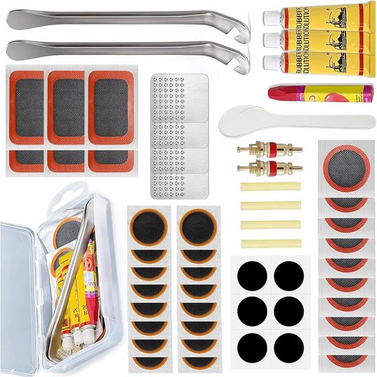 56-delige Draagbare Banden Reparatie Set met Bandenlichters en Zelfklevende Patches van KUONIIY