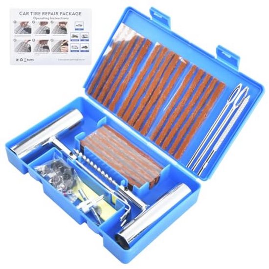 58-delige reparatieset voor autobanden - veelzijdige bandenreparatieset voor auto, motor en fiets van Merkloos