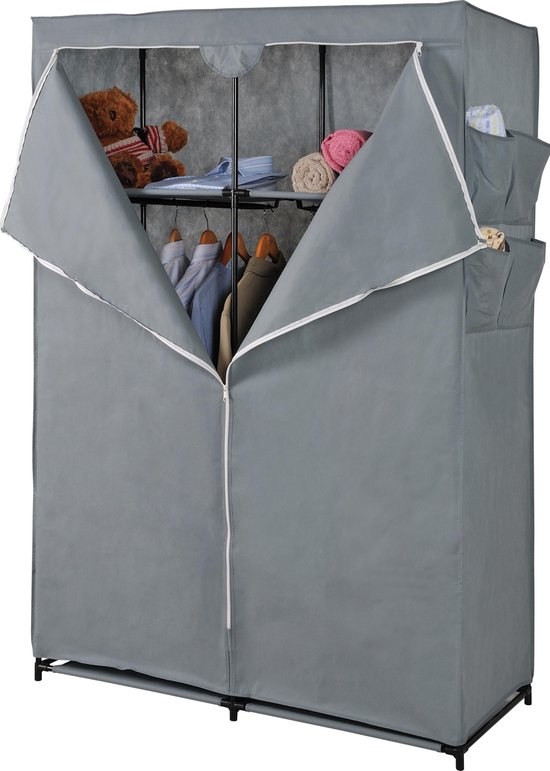 5Five Mobiele kledingkast - opvouwbaar - grijs - kunststof - 110 x 45 x 155 cm - hang en leg opties van 5Five