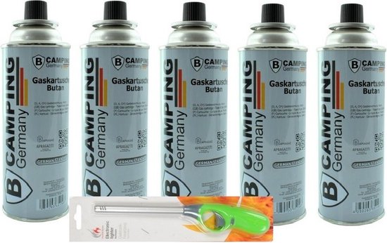 5x Butaan gasfles gasvulling 227 gram inclusief gasaansteker van Pavillo