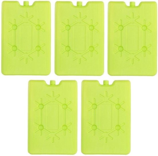 5x Koelelementen fel groen 16 cm - Koelblokken/koelelementen voor koeltas/koelbox van Summertime