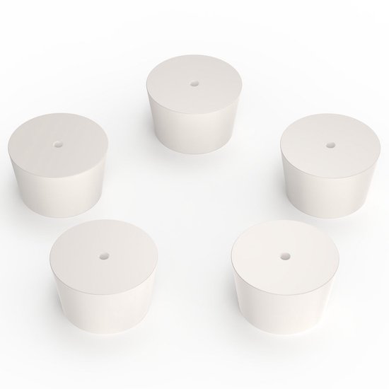 5x Massieve Rubberen Conische Stoppers met Enkel Gat - Luchtdichte Lab Stop van Merkloos