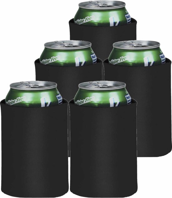 5x Stuks blikjes koeler / koelhoud hoesjes / bierblik hoesjes - zwart - Frisdrank/bier blikjes koel houden van Merkloos