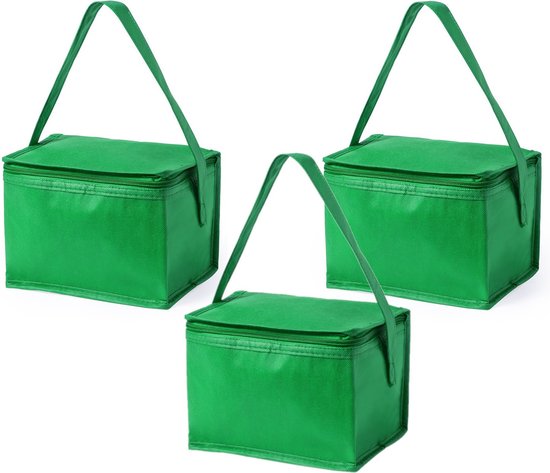 5x stuks kleine mini koeltasjes groen sixpack blikjes - Compacte koelboxen/koeltasse van Merkloos