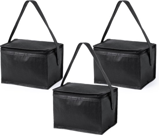 5x stuks kleine mini koeltasjes zwart sixpack blikjes - Compacte koelboxen/koeltassen van Arctic Hunter