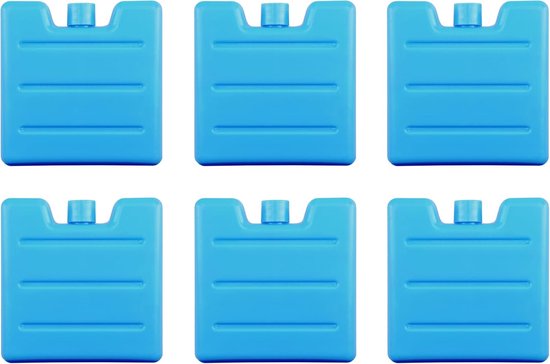 6 mini koelelementen voor koeltassen en koelboxen, 8 x 7,3 x 2 cm | 75 g per stuk van Merkloos