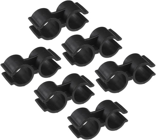 6-pack 25 mm Dubbele Kunststof Pijpklemmen — H-type Klemmen / Dubbele U-beugels — Voor het veilig ondersteunen van pijpen en het verbinden van pijpondersteuningsstaven