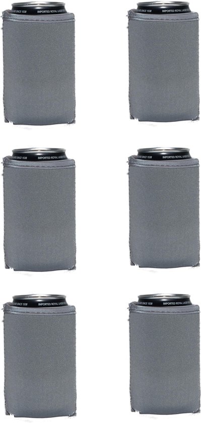 6 st. bier - frisdrank blik koelhoud hoesje in Grijs |bierblik hoesjes | Festival | Vakantie | Strand | Carnaval van Fizz																