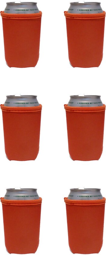 6 st. bier - frisdrank blik koelhoud hoesje in ORANJE|bierblik hoesjes | Festival | Vakantie | Strand | Carnaval van Easybadge