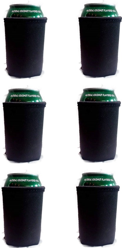6 st. bier - frisdrank blik koelhoud hoesje in Zwart |bierblik hoesjes | Festival | Vakantie | Strand | Carnaval van Olimpische.