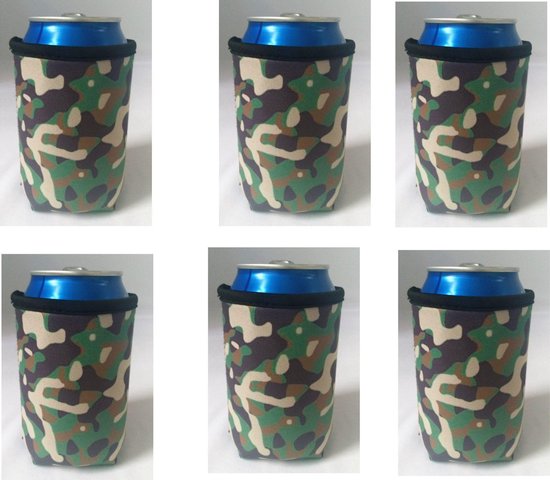 6 st. bier - frisdrank blik koelhoud hoesjes | bierblik hoesjes | Festival | Vakantie | Strand | Carnaval - Camouflage van Merkloos