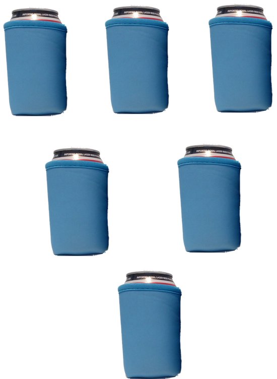 6 st. bier - frisdrank blik koelhoud hoesjes |bierblik hoesjes | Festival | Vakantie | Strand | Carnaval - Exclusief Blauw van Balvi