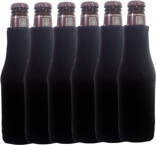 6 st. bierfleshouder- flessen koel houder | bierfles | zwart van LifeGoods