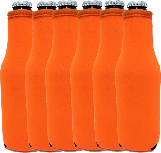 6 st. bierfleshouder- flessen koel houder - bierfleshoes - Oranje van Flessenhouder.