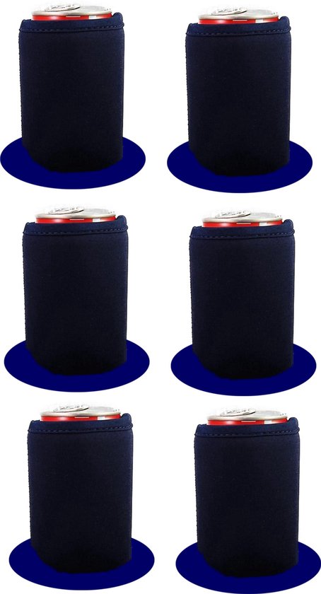 6 st. Navy Blauwe bier - frisdrank blik koelhoud hoesjes |bierblik hoesjes - Festival - Vakantie - Strand - Carnaval van Merkloos