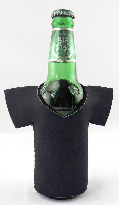 6 st. Sport Voetbal Shirt bier fles Koelhoudhoesje - zwart van Merkloos