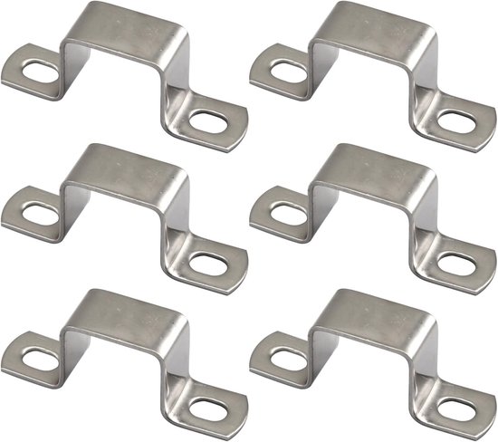 (6 stuks) 30x30mm Vierkante Pijpklem 304 Rvs U-vormige Strut Connector Beugel Buis Gesp Slang Klem Kabel Klem van Merkloos