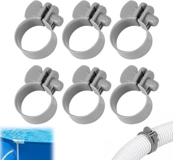 6 stuks - Slangklemmen - Slangklemmen zwembad - 32-38 mm - Slangklem ring - Kunststof - voor bevestiging zwembadslang, lekvrije slangverbinding