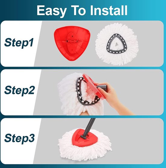 6 Stuks Vervangende Mopkop met Navulbare Kop, 2-in-1 EasyWring&Clean, voor O-Cedar Triangle Spin Mop, 360 Graden Roterende Mopkoppen Microvezel Mopkoppen voor Alle Vloertypen - Set van 6 van Miqnrae