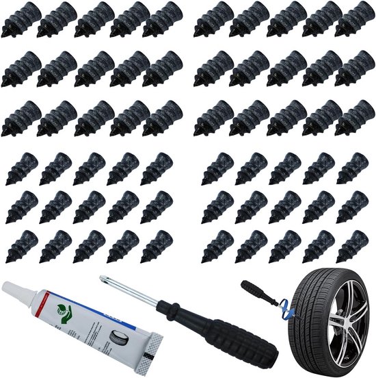 60 Stuks Bandenreparatie Rubberen Nagels voor Auto en Motorfiets van Merkloos