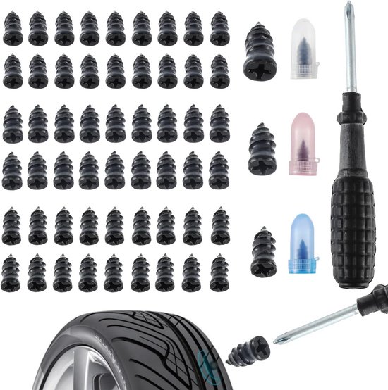60 Stuks Bandenreparatieset voor Auto, Vrachtwagen, Caravan en Fiets van Merkloos