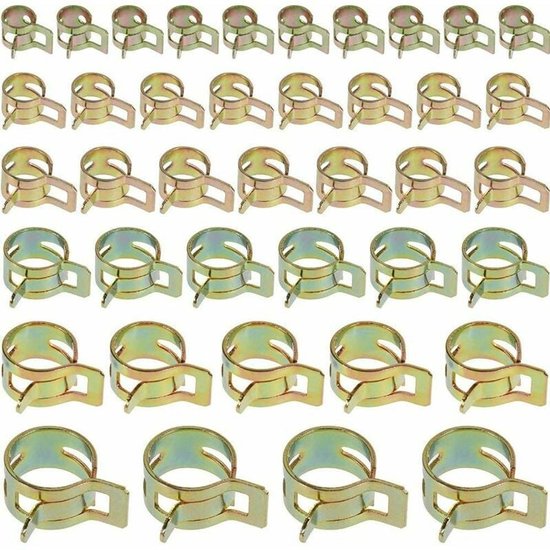 60 stuks slangklemmen met veerklemmen, slangklemmen met veerklemmen, verstelbare klemmen, 6 soorten maten voor het bevestigen van slangen en pijpen van Merkloos