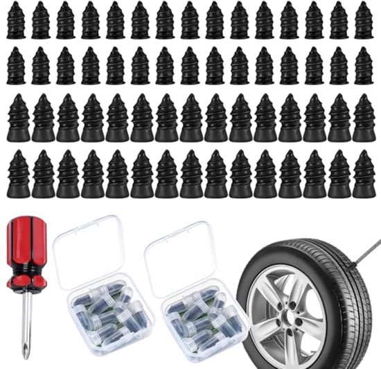 60 stuks vacuüm bandenreparatieset voor auto, motorfiets en vrachtwagen - 2 maten van Merkloos