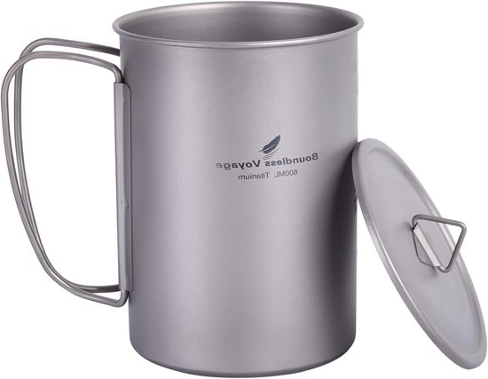 600ml Titanium Beker voor Buitenactiviteiten - Lichtgewicht Koffiemok, Ideaal voor Kamperen, Wandelen en Picknicken, Geschikt voor Soep en Instant Noodles