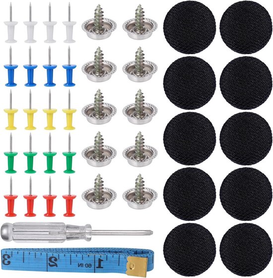65 stuks autohemel-reparatieset, autoreparatie klinknagels, autodak, klinknagels, auto dakhemelreparatie, met spelden, schroevendraaier, meetlint, voor auto's, zwart