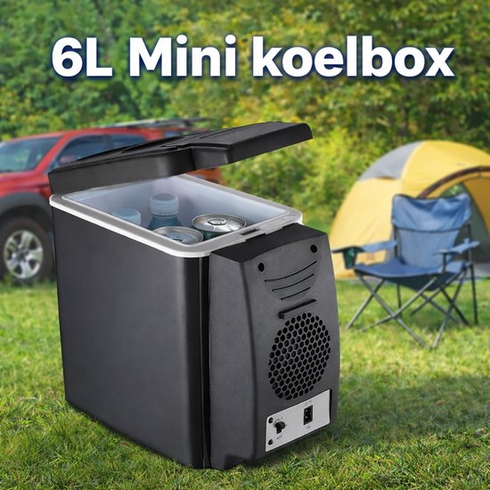 6L Mini Koelkast Auto & Thuis 12V – Draagbare Koelbox met Warm & Koud Functie – Compacte Auto Koelkast Camping, Reizen & Bureau – 5-65°C Thermo Elektrische Koeler-Vakantie-Zomer-Bus van Merkloos