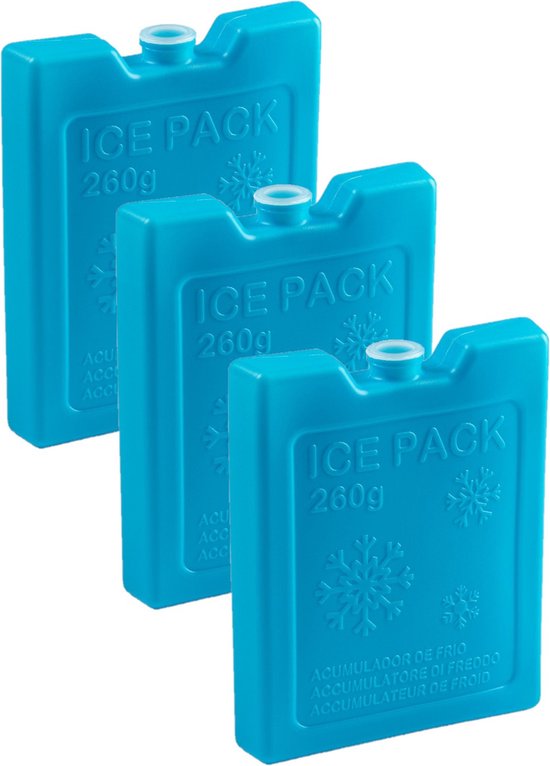 6x stuks 260 grams koelelementen 13 x 10.5 x 2 cm blauw plastic van Abbey Camp