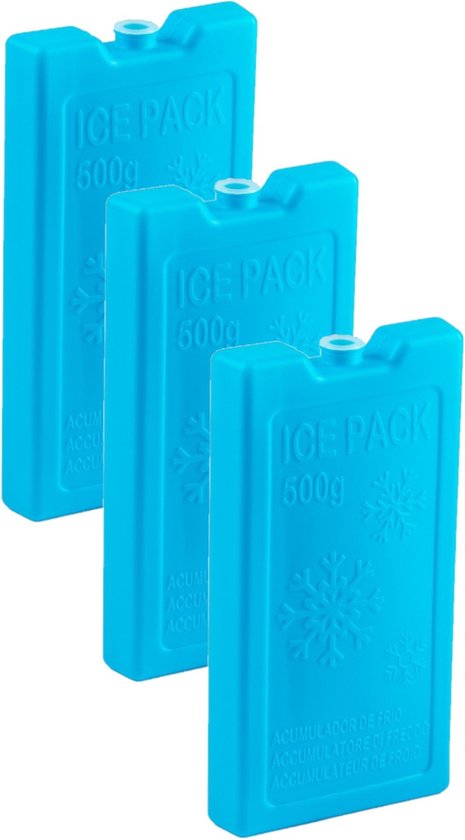 6x stuks 500 grams koelelementen 20 x 10.5 x 2.5 cm blauw plastic van NIERBO