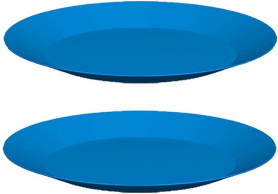 6x stuks ontbijt/diner bordjes hard kunststof 26 cm in het blauw. Outdoor servies camping/picknick/verjaardag van $